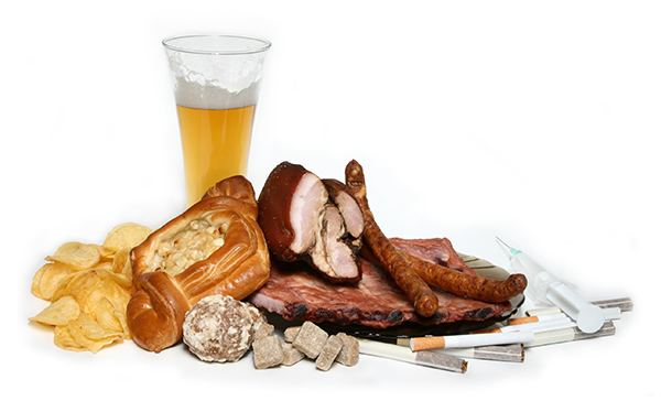 ungesunde, industriell hergestellte Lebensmittel